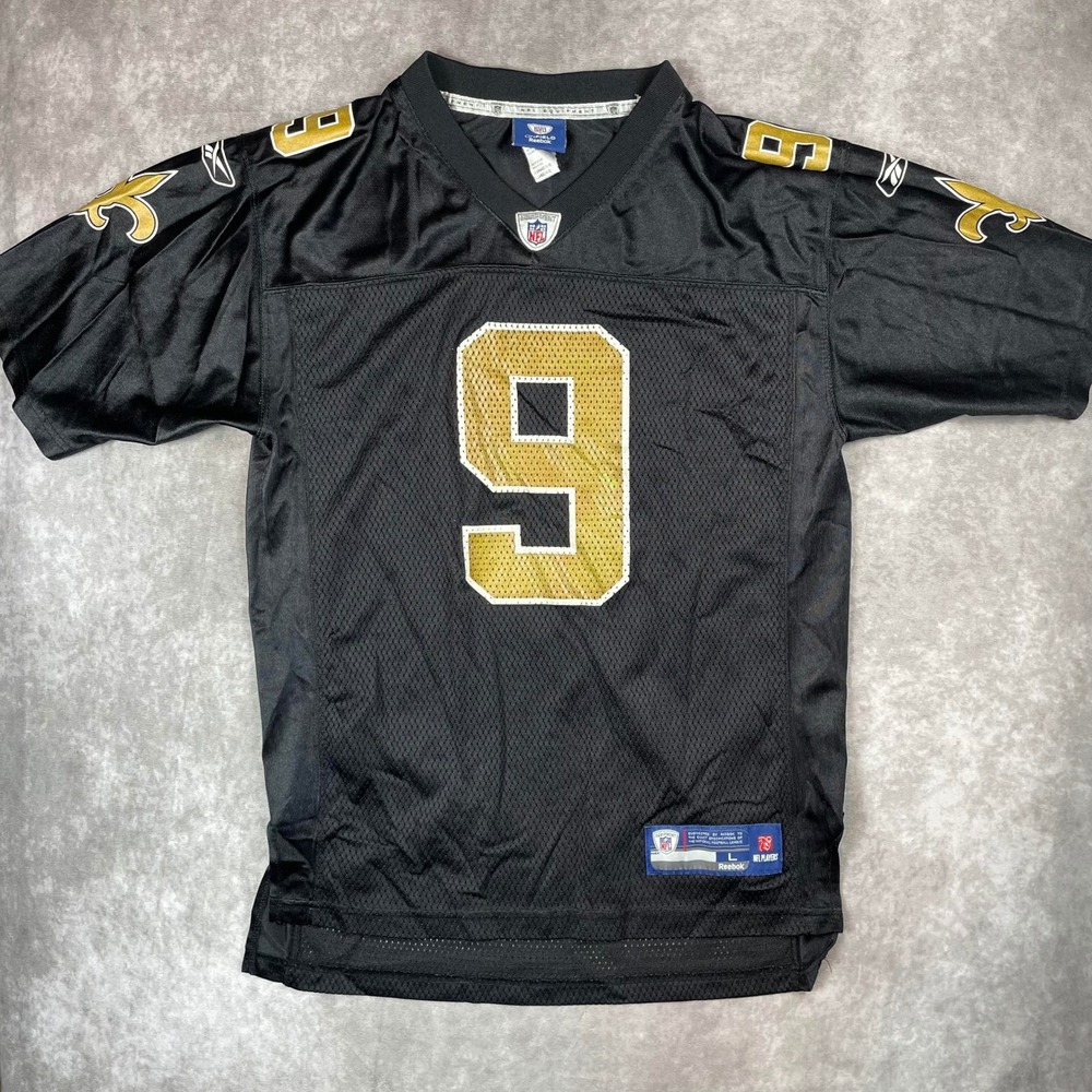 Reebok New‎ Orleans Saints Drew Brees 9 NFL Jersey Kids Large Black Gold Mesh